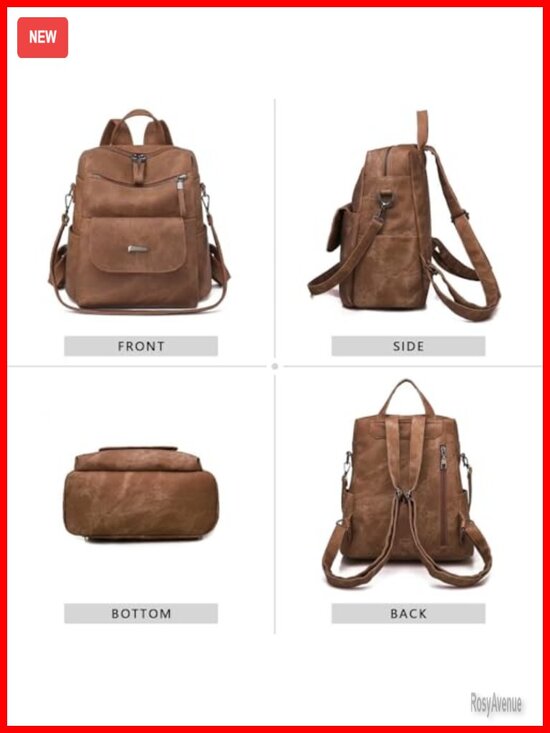 Faux Leather Small Backpack Purse for Women Ladies Waterproof Handbag main image 5